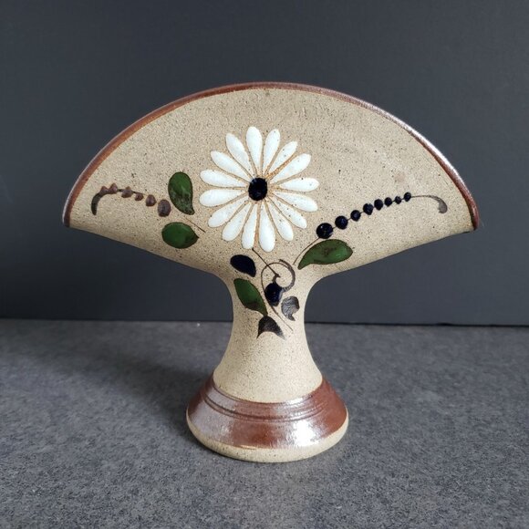 Tonala Sandstone Mexican Pottery Napkin Holder Letter Holder Footed Vintage - Picture 3 of 6